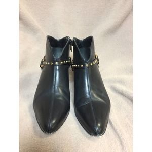 NIne West Leather Bootie With Accent Strap- women Size 6.5